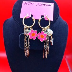 Betsey Johnson Pink Floral Rare Earrings!